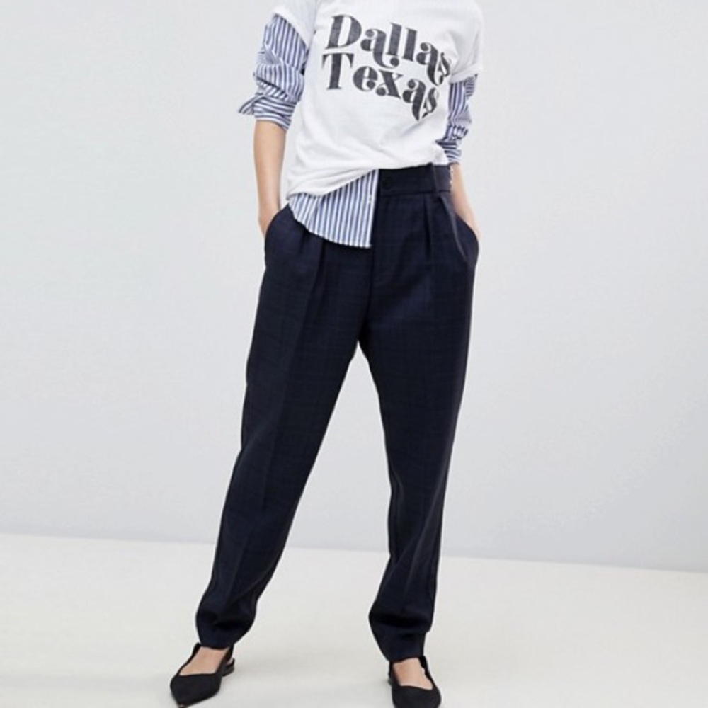 Mango Tapered Check Pants
